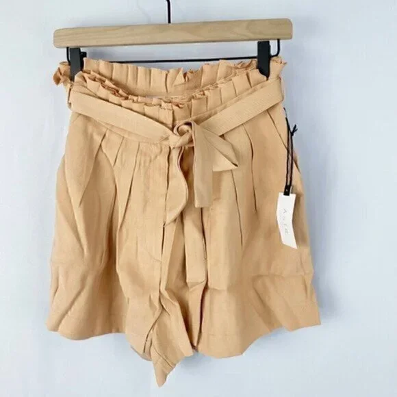 ASTR The‎ Label Pacific Pleated Tie Waist Shorts Peach Papaya - Picture 4 of 10